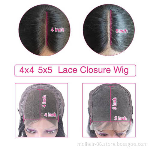 10A Raw Human Hair Wigs Indian Raw Hair Lace Closure Wig Body Wave Human Hair Wigs